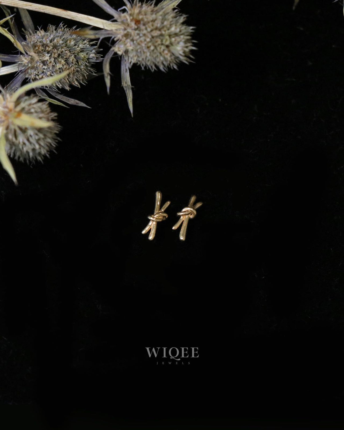 9K Yellow Gold Bow Stud Earrings, Minimalist Dainty Jewelry