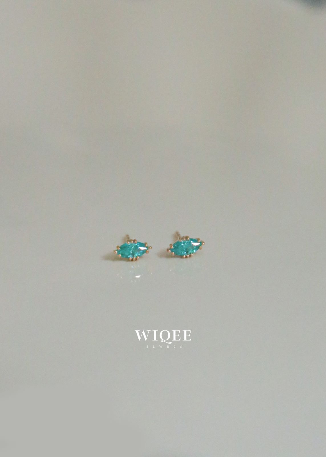 9K Solid Gold Marquise Stud Earrings, Dainty Earrings
