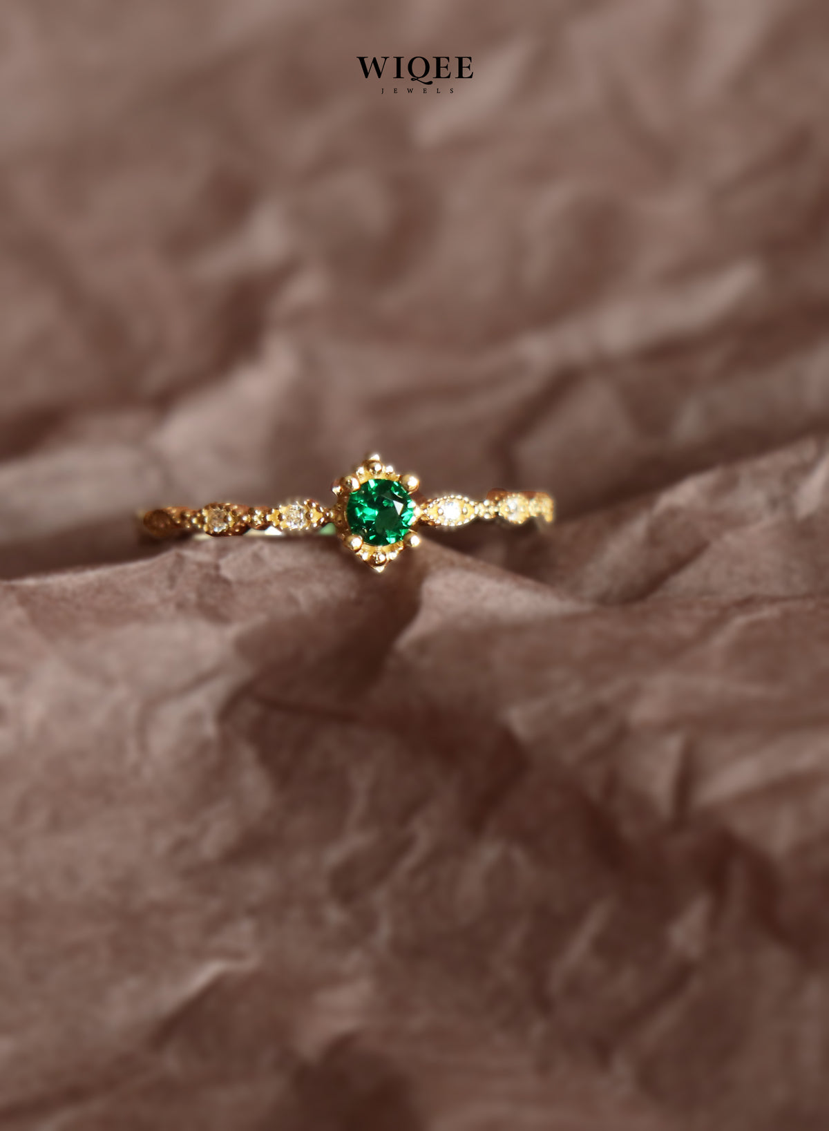 9k Solid Gold Gemstone Ring | Emerald Gold Ring