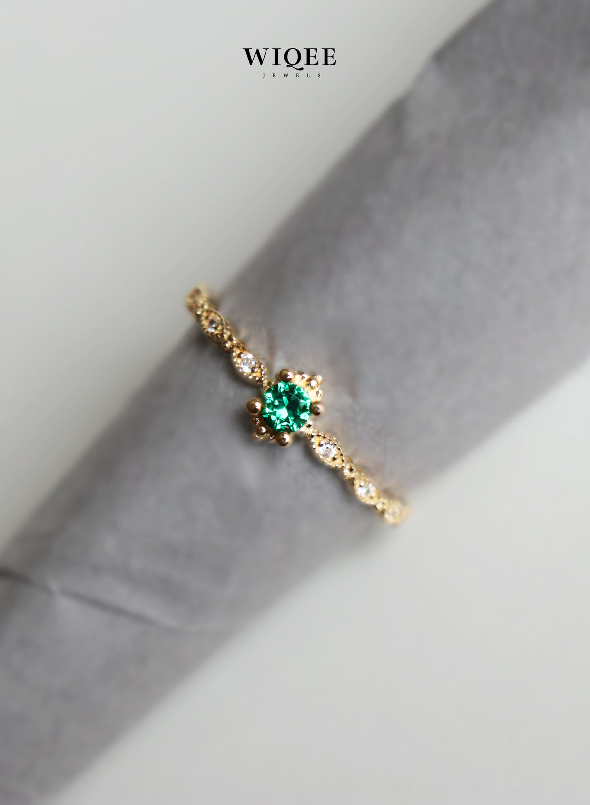 9k Solid Gold Gemstone Ring | Emerald Gold Ring