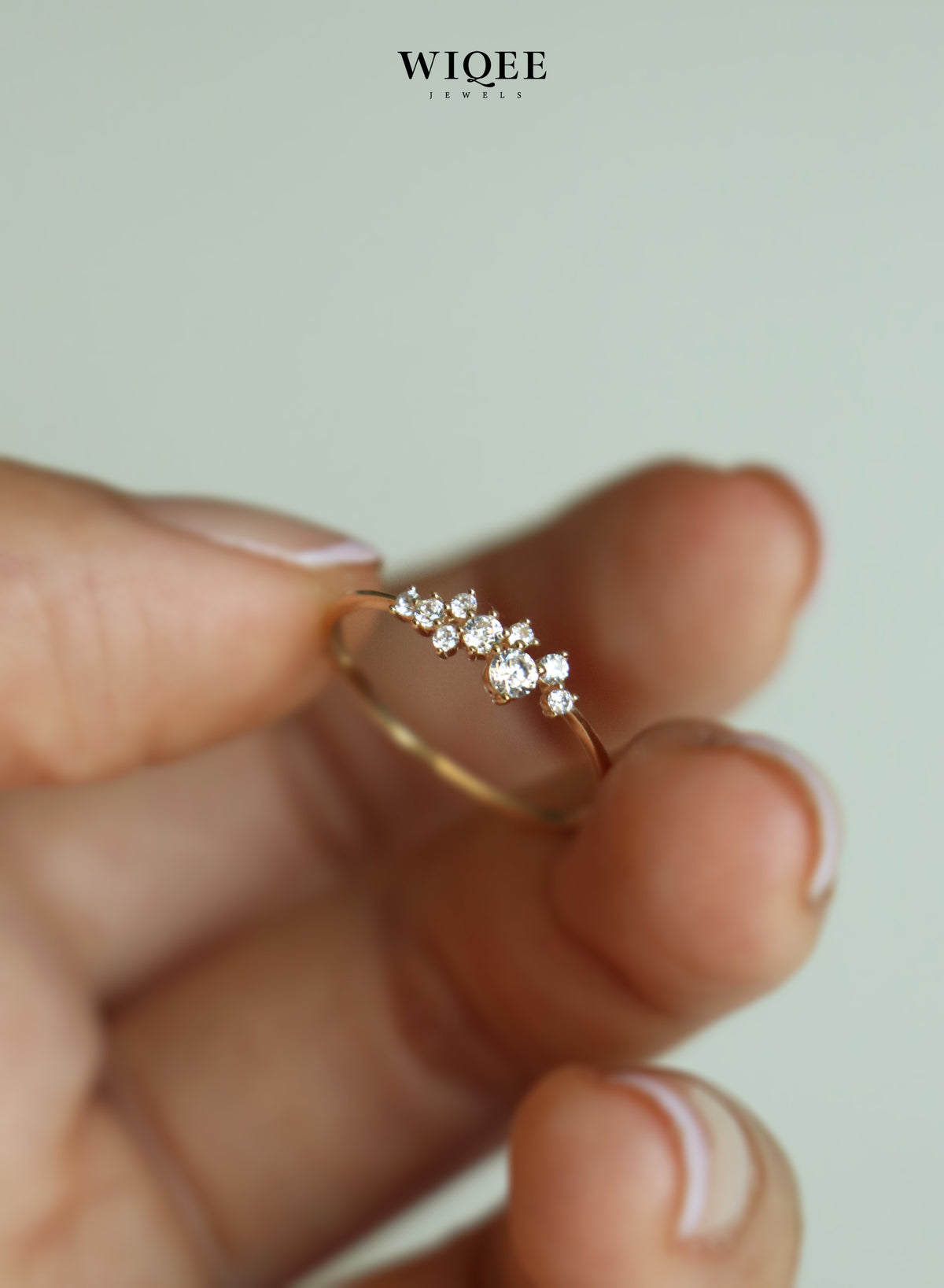 14k Solid Gold Diamond Cluster Ring | Statement Rings