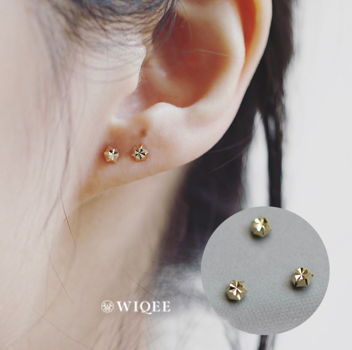 Sparkling  Tiny Gold Stud