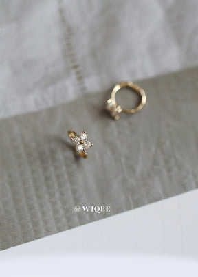 Tiny flower Gold Hoop Earrings