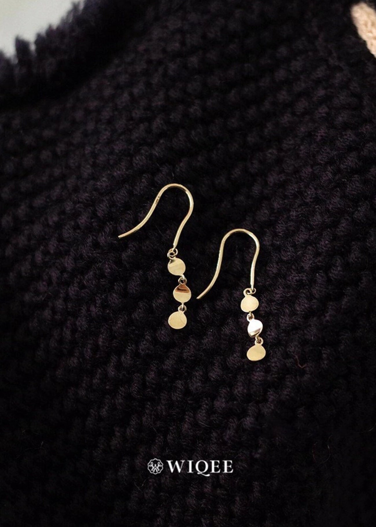 10K Solid Gold Drop Stud Dainty Earrings