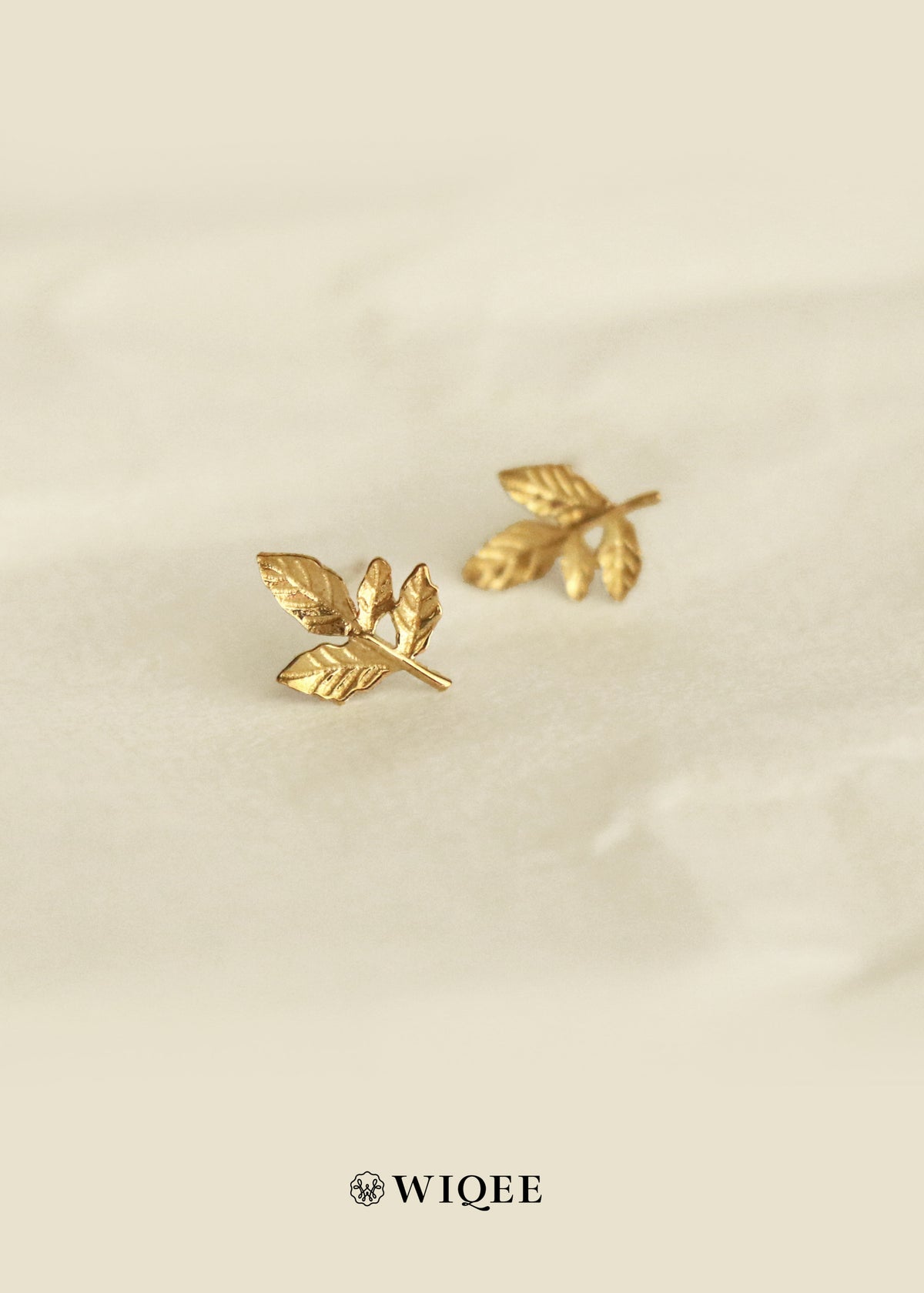 Leaves Gold Stud Earrings