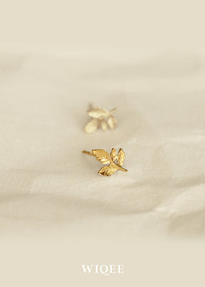 Leaves Gold Stud Earrings