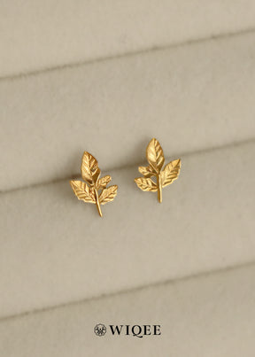 Leaves Gold Stud Earrings