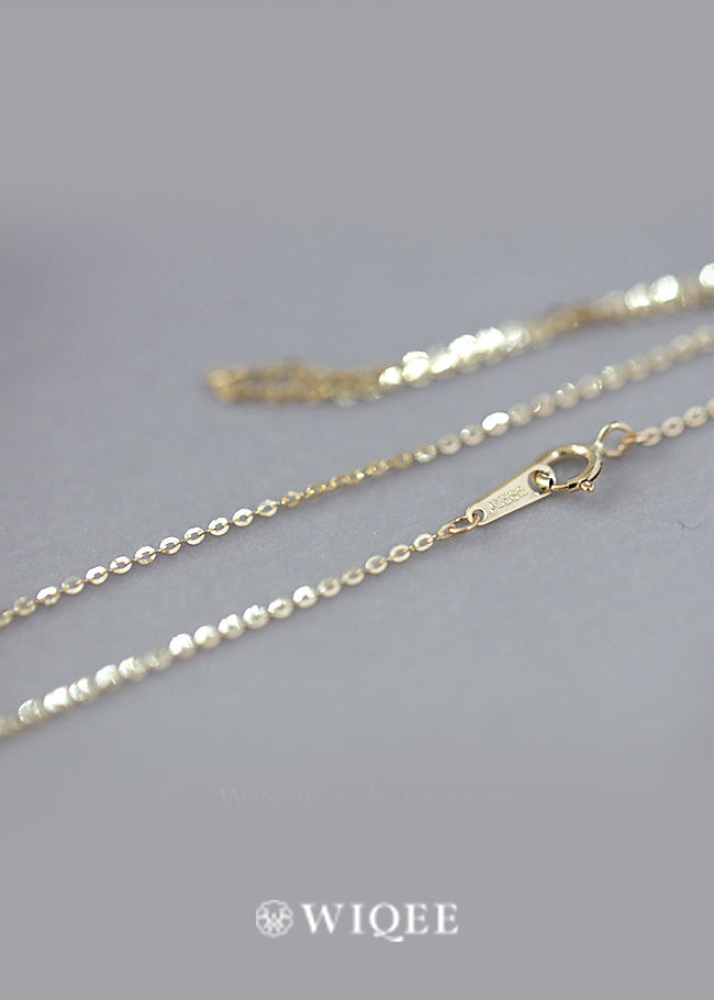 0.8mm/1.1mm 9k/14k Solid Gold Chain Adjustable Necklace Chain