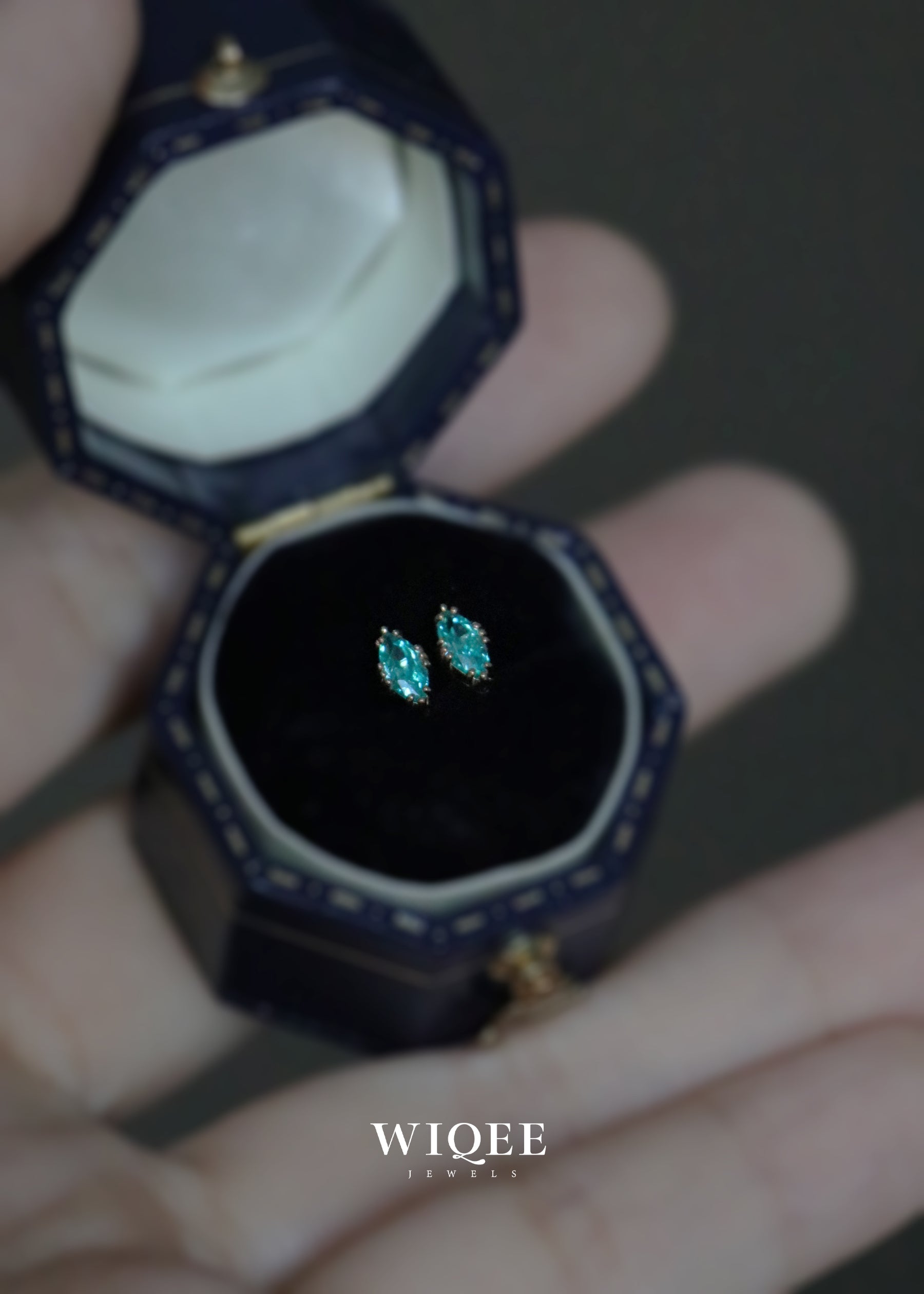 9K Solid Gold Marquise Stud Earrings, Dainty Earrings