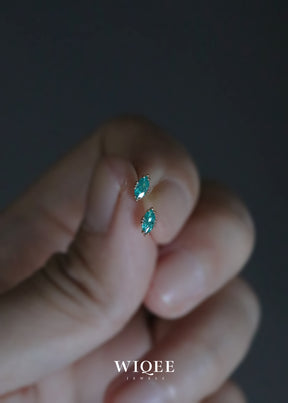 9K Solid Gold Marquise Stud Earrings, Dainty Earrings