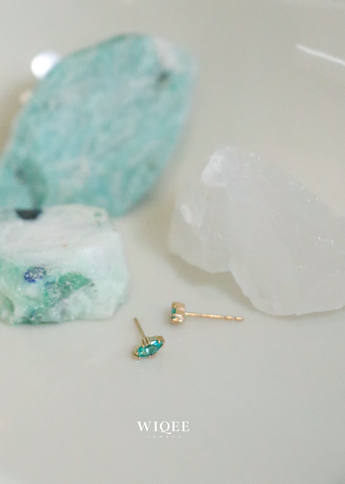 9K Solid Gold Marquise Stud Earrings, Dainty Earrings