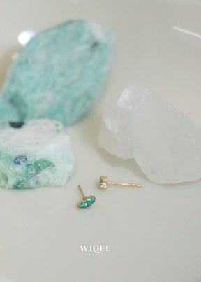 9K Solid Gold Marquise Stud Earrings, Dainty Earrings