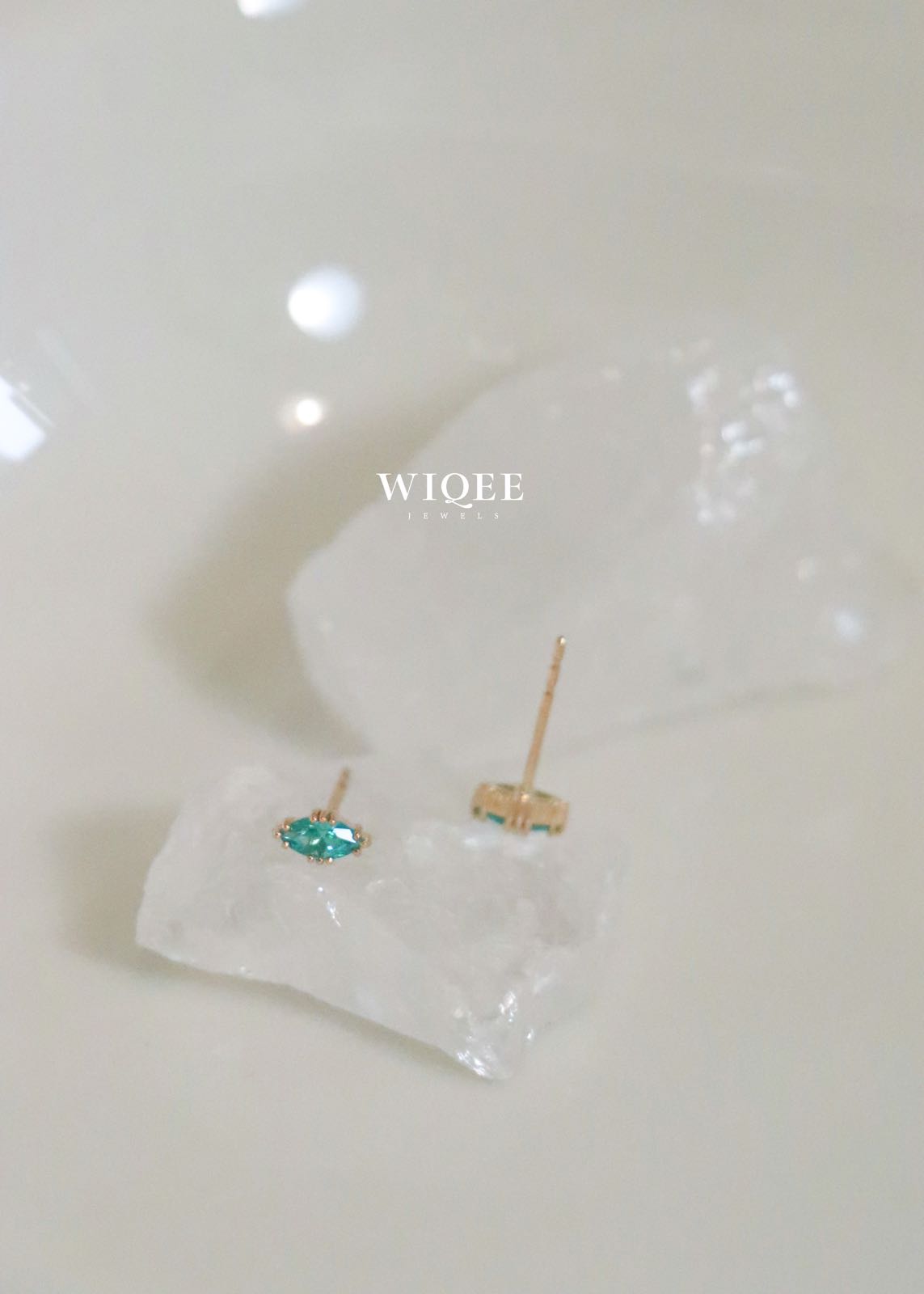 9K Solid Gold Marquise Stud Earrings, Dainty Earrings