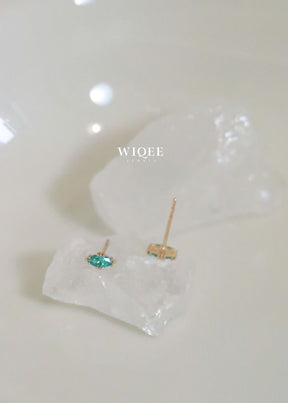9K Solid Gold Marquise Stud Earrings, Dainty Earrings