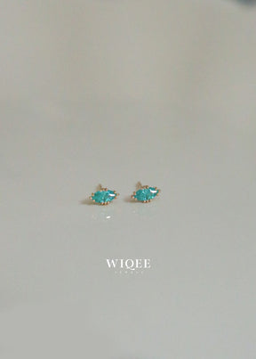 9K Solid Gold Marquise Stud Earrings, Dainty Earrings