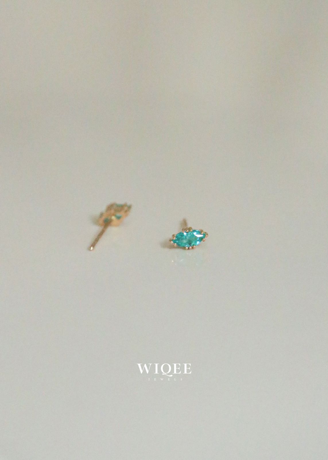 9K Solid Gold Marquise Stud Earrings, Dainty Earrings