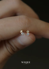 14K Solid Gold Minimalist Stud Earrings, 14K Gold Ear Studs,Small 14K Gold Earrings