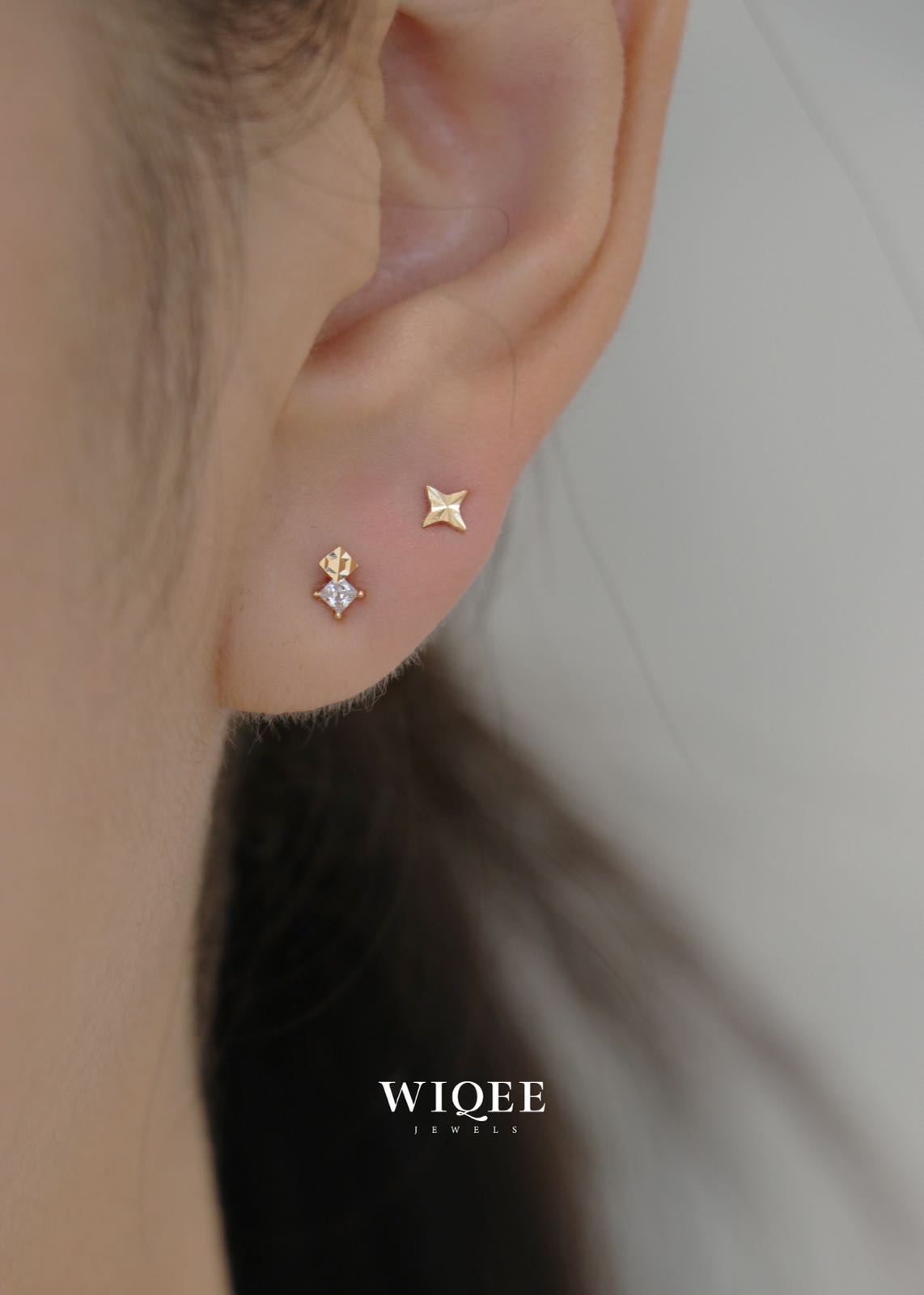 14K Solid Gold Minimalist Stud Earrings, 14K Gold Ear Studs,Small 14K Gold Earrings