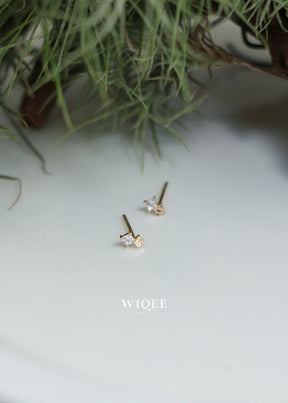 14K Solid Gold Minimalist Stud Earrings, 14K Gold Ear Studs,Small 14K Gold Earrings
