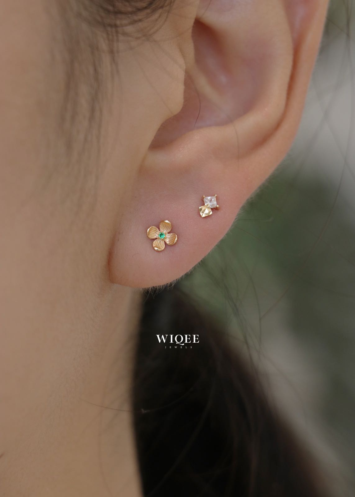 14K Solid Gold Minimalist Stud Earrings, 14K Gold Ear Studs,Small 14K Gold Earrings