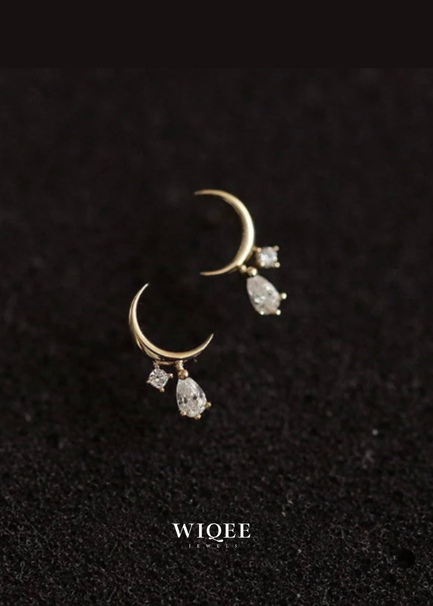 Moon Celestial Gold Stud Earrings