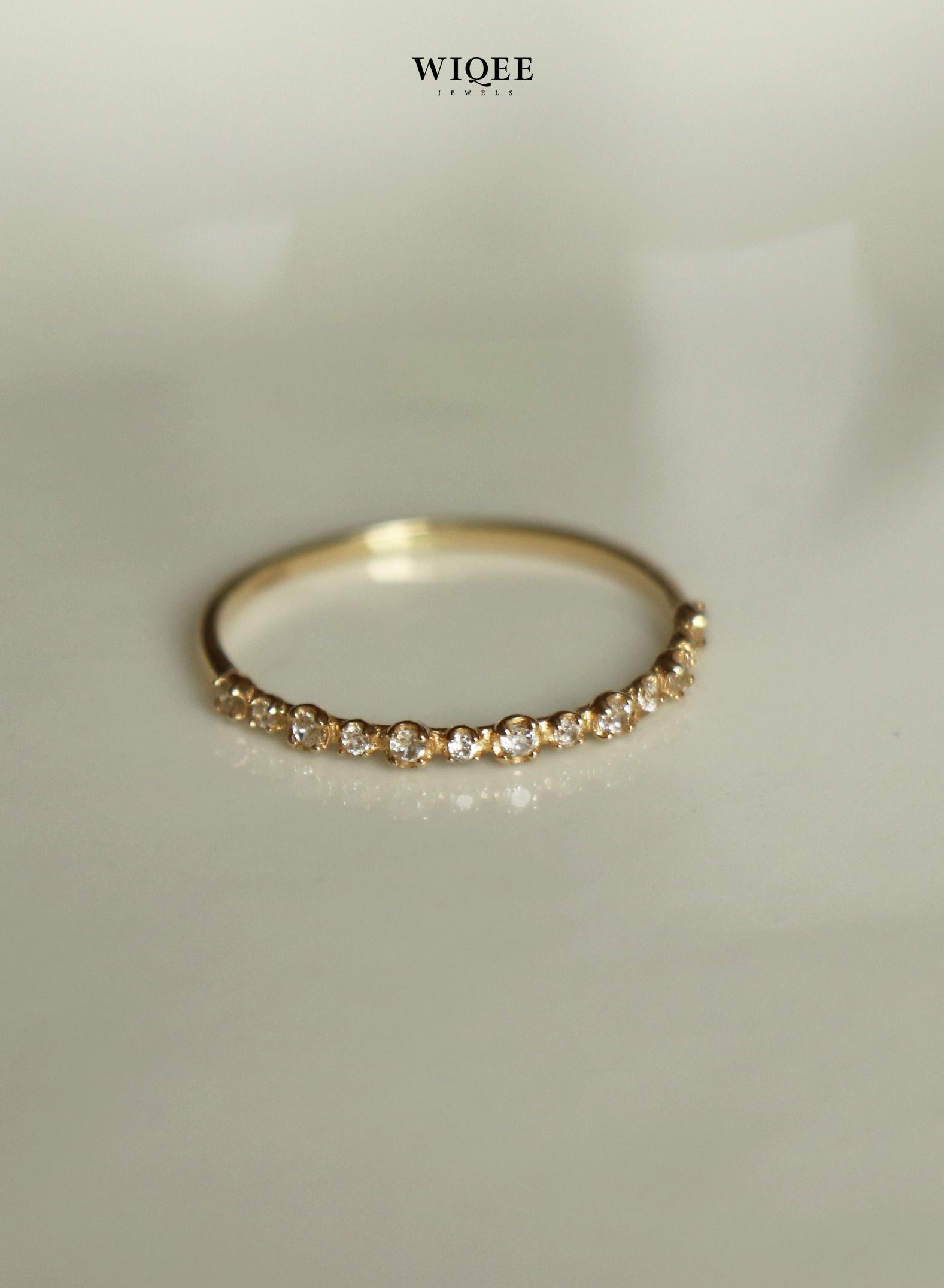 9k Solid Gold Stackable diamond Ring | Wedding Band