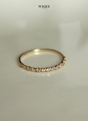 9k Solid Gold Stackable diamond Ring | Wedding Band