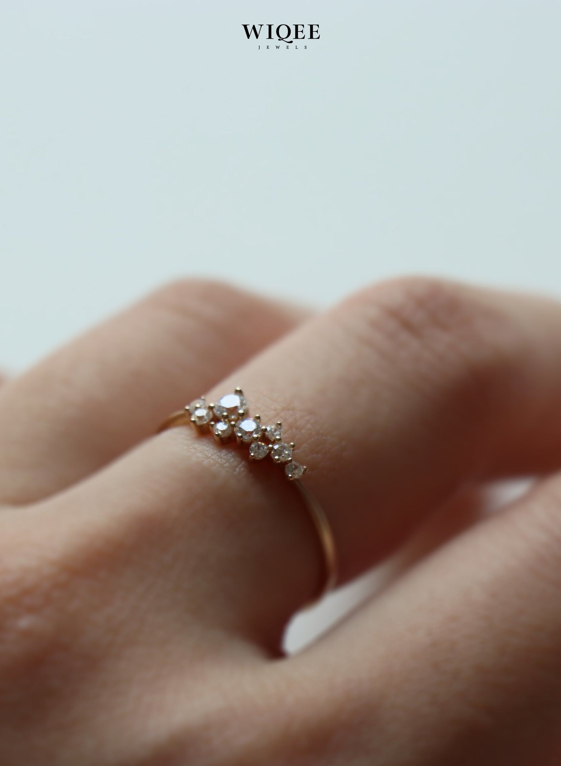  14k Solid Gold Diamond Cluster Ring | Statement Rings