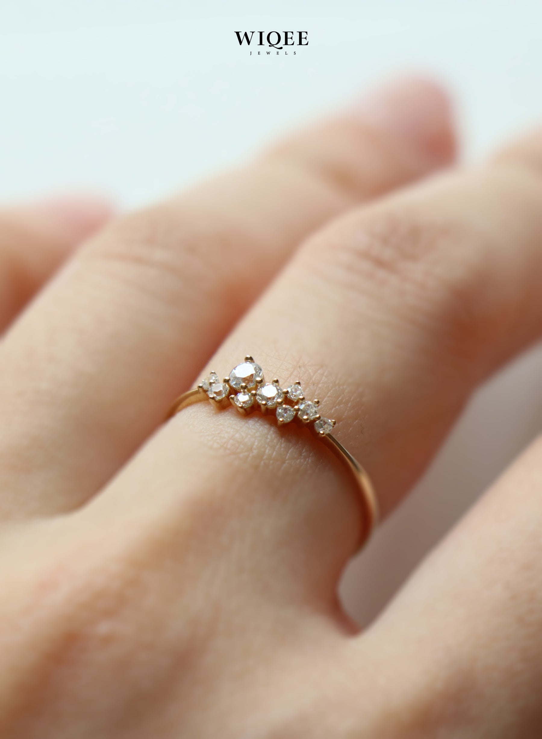  14k Solid Gold Diamond Cluster Ring | Statement Rings