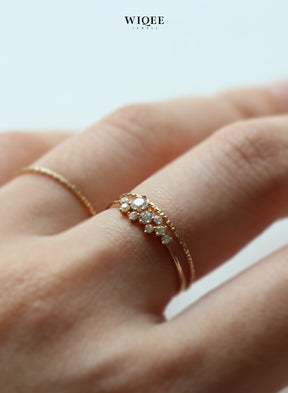  14k Solid Gold Diamond Cluster Ring | Statement Rings