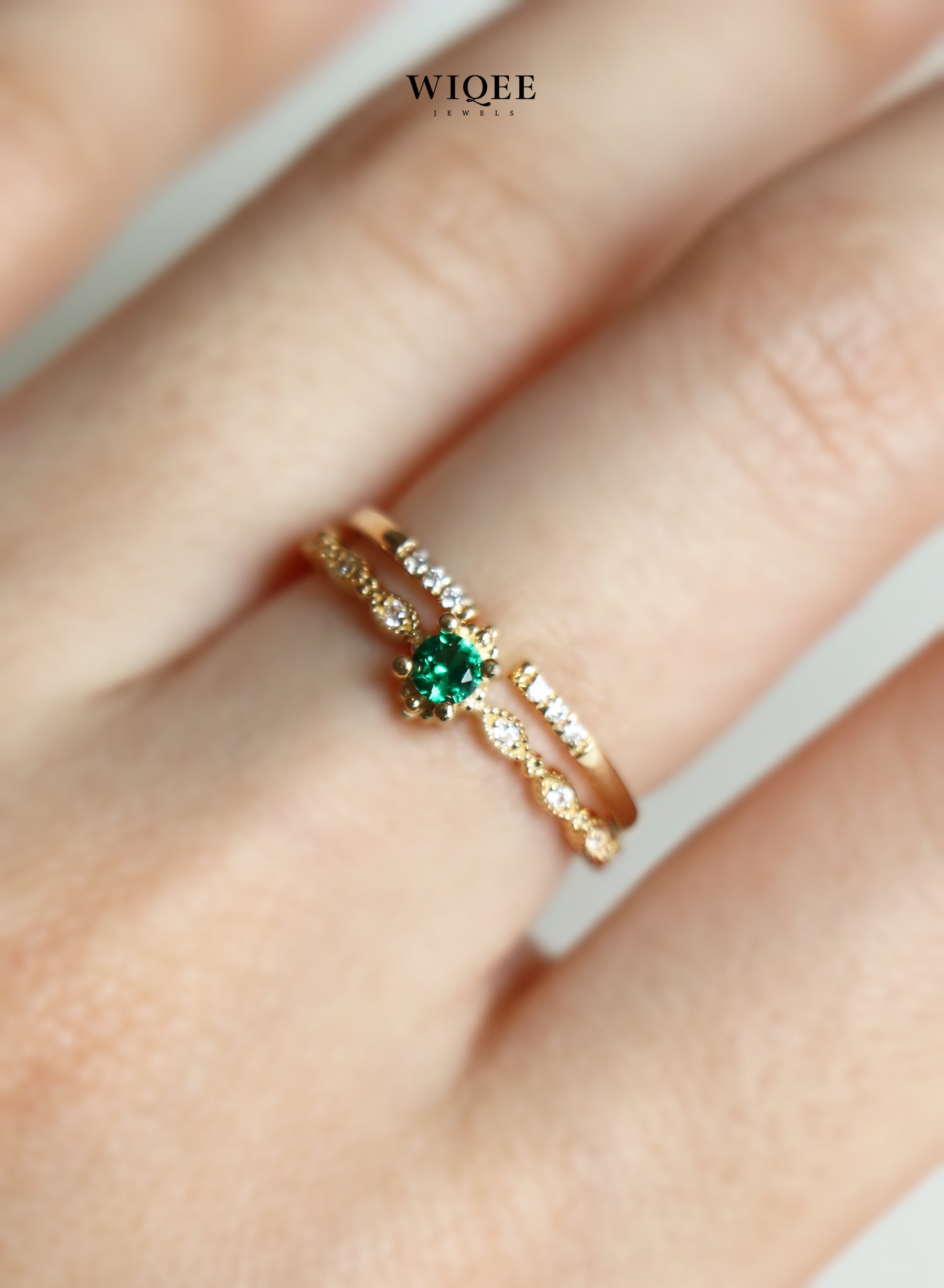  9k Solid Gold Gemstone Ring | Emerald Gold Ring