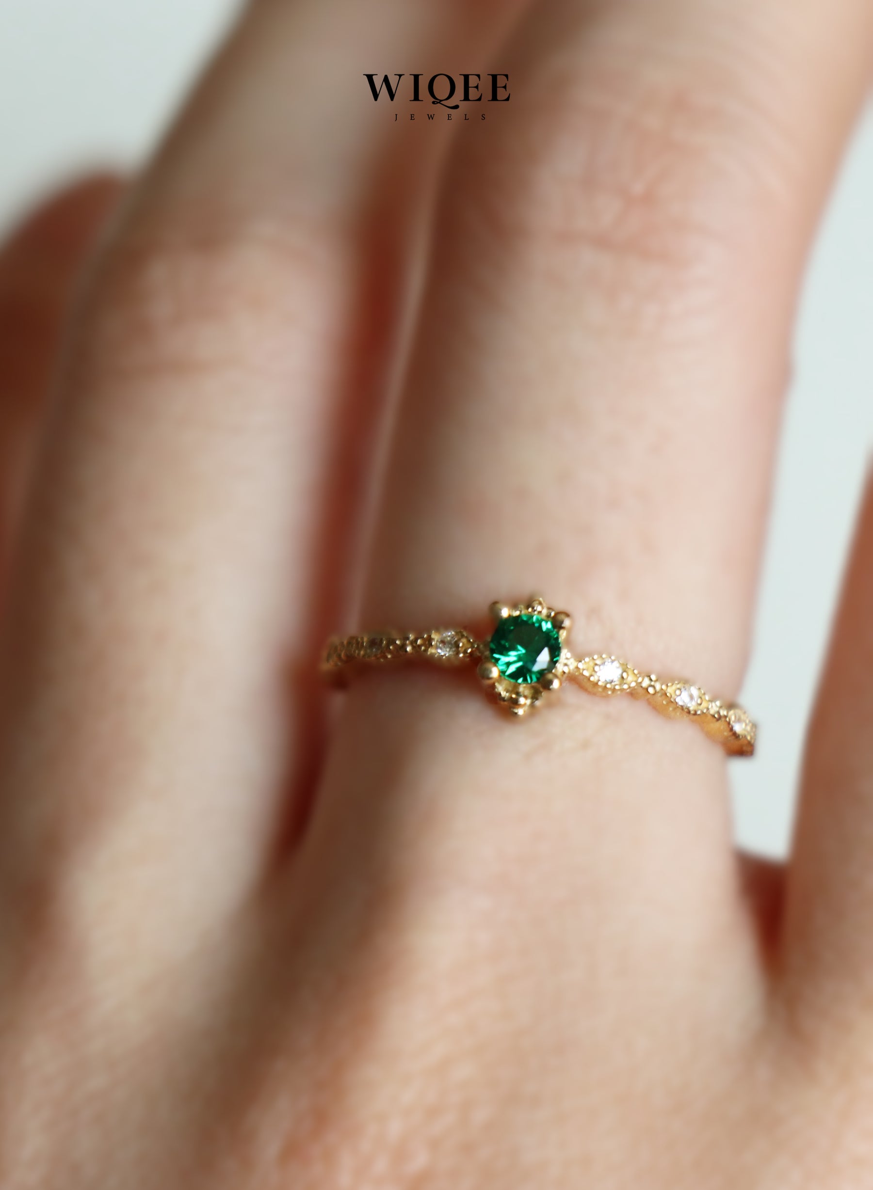  9k Solid Gold Gemstone Ring | Emerald Gold Ring