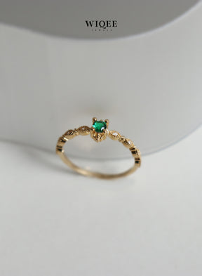  9k Solid Gold Gemstone Ring | Emerald Gold Ring