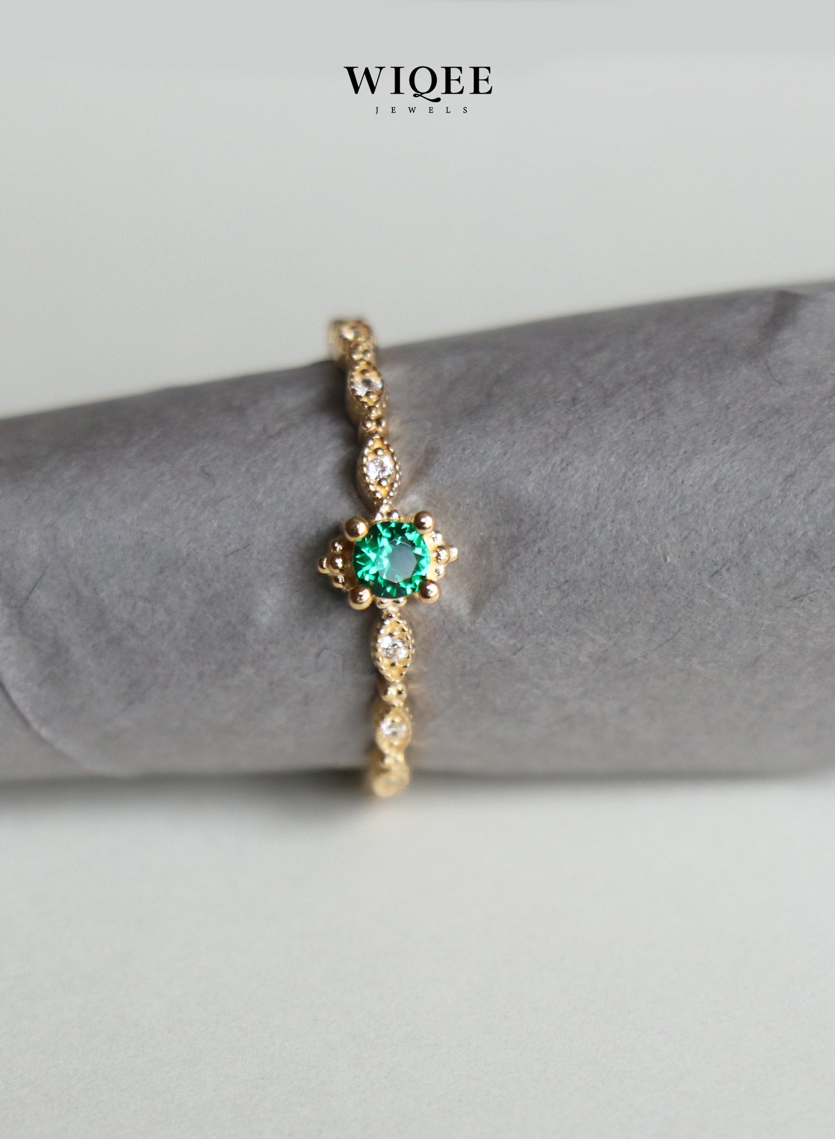  9k Solid Gold Gemstone Ring | Emerald Gold Ring