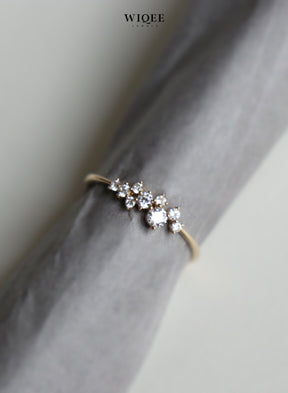  14k Solid Gold Diamond Cluster Ring | Statement Rings