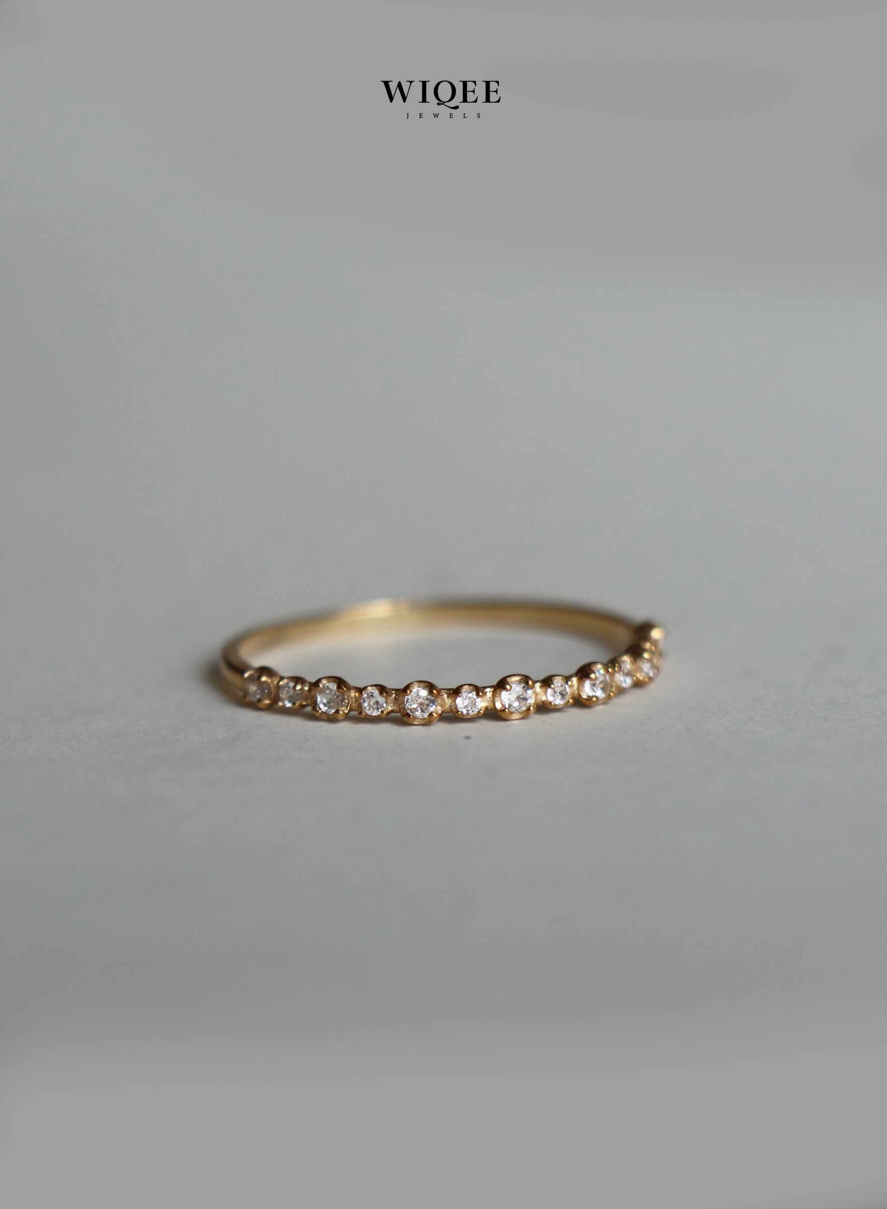 9k Solid Gold Stackable diamond Ring | Wedding Band