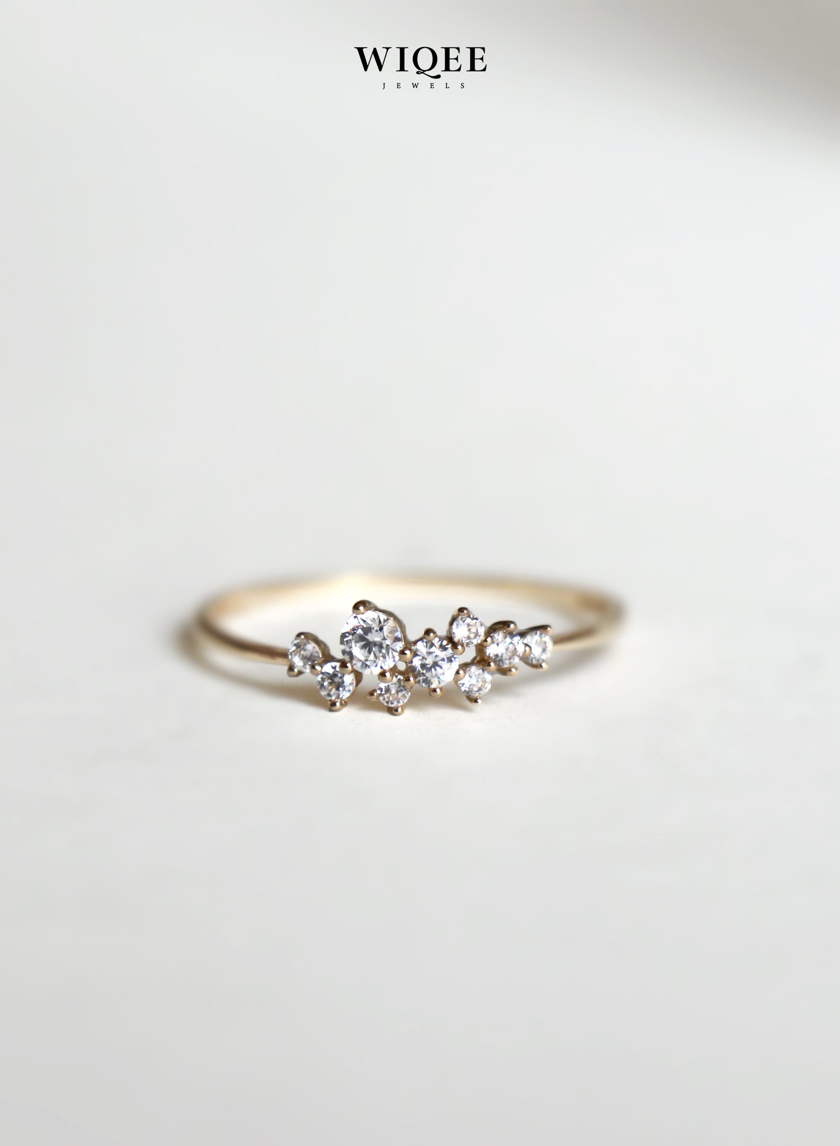  14k Solid Gold Diamond Cluster Ring | Statement Rings