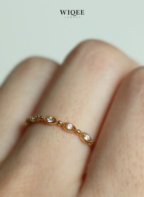 14k Solid Gold Evil Eyes Stackable Ring | Wedding Ring Band