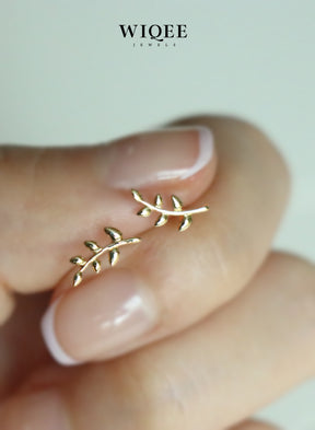 Olive Branch Gold Stud Earrings