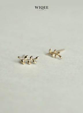 Olive Branch Gold Stud Earrings