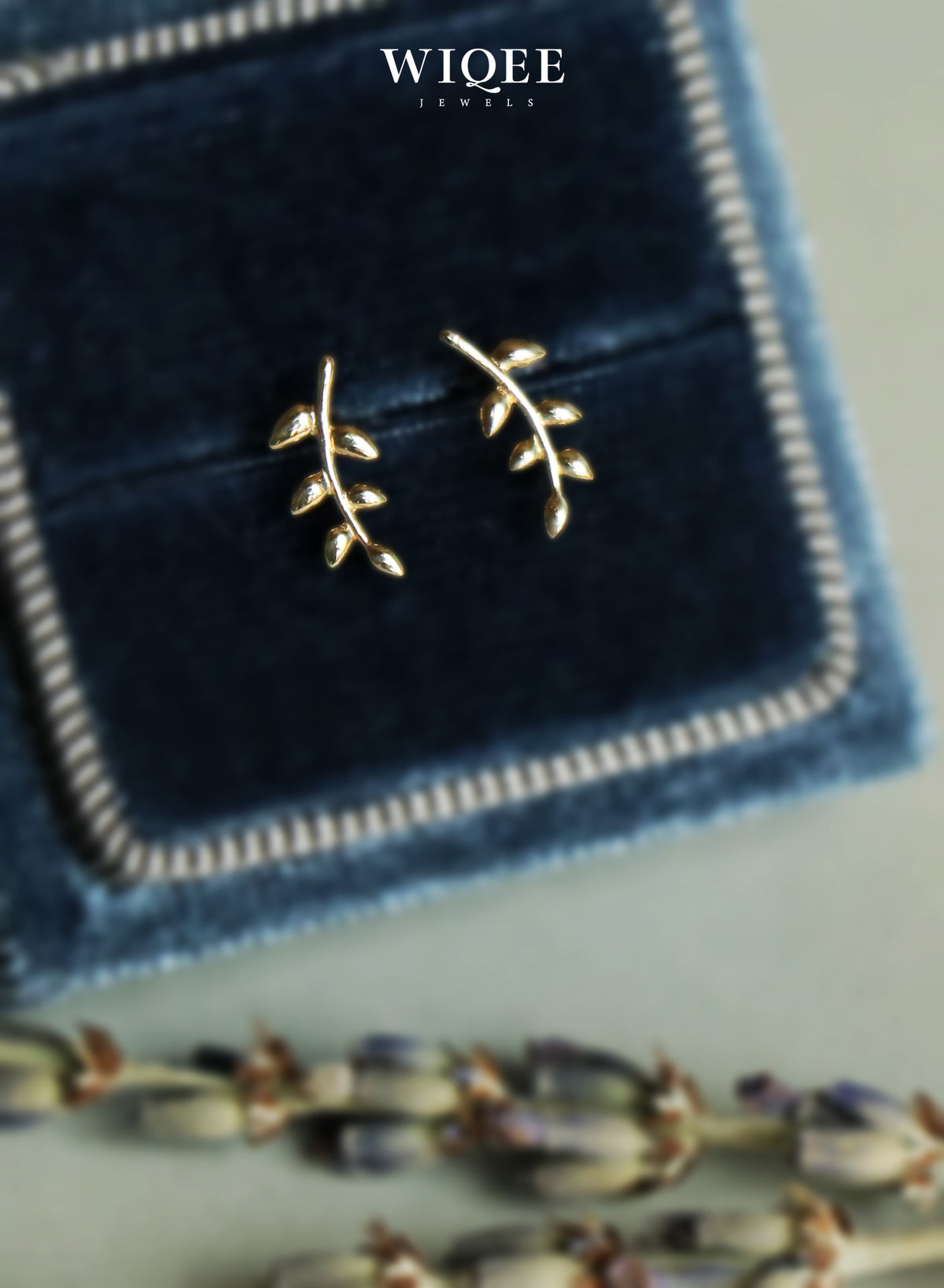 Olive Branch Gold Stud Earrings