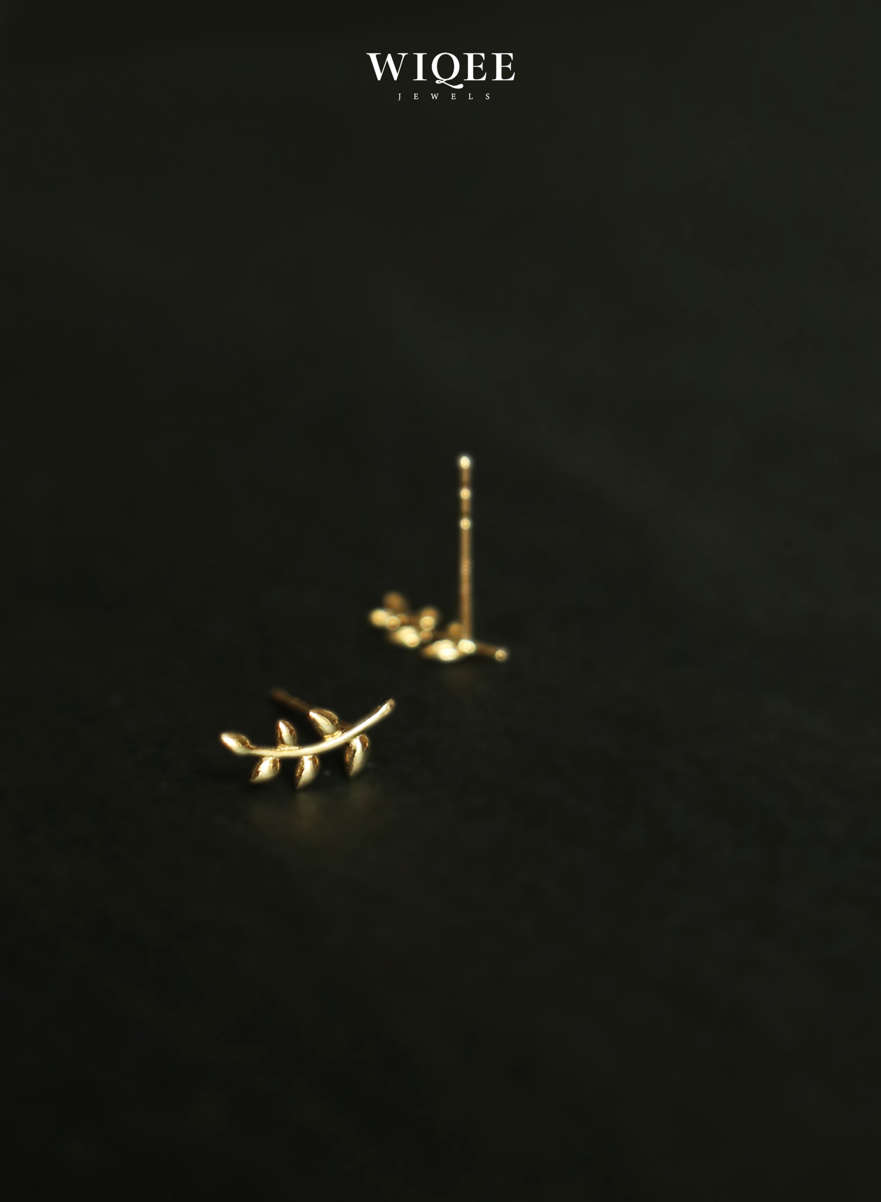 Olive Branch Gold Stud Earrings