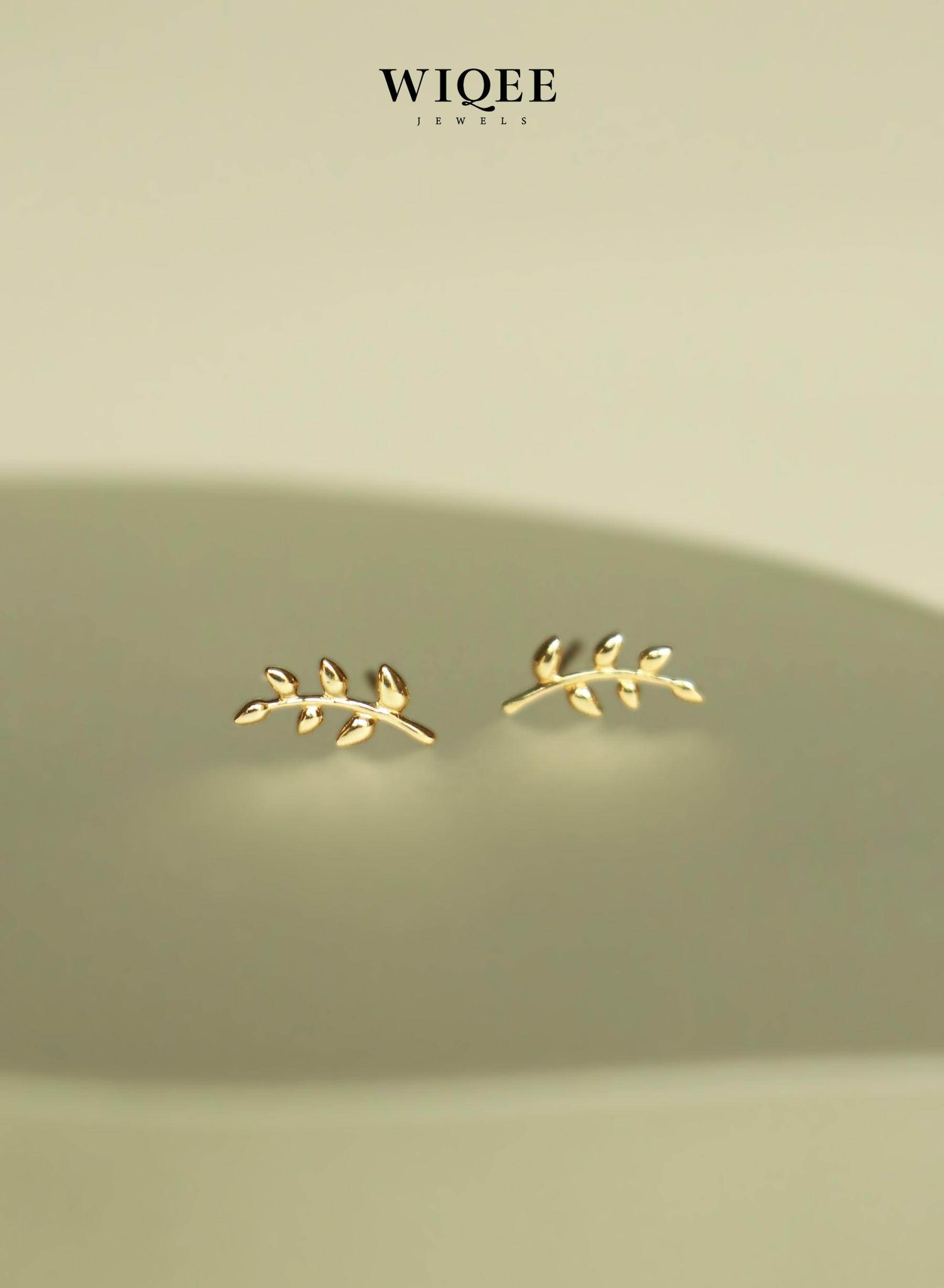 Olive Branch Gold Stud Earrings