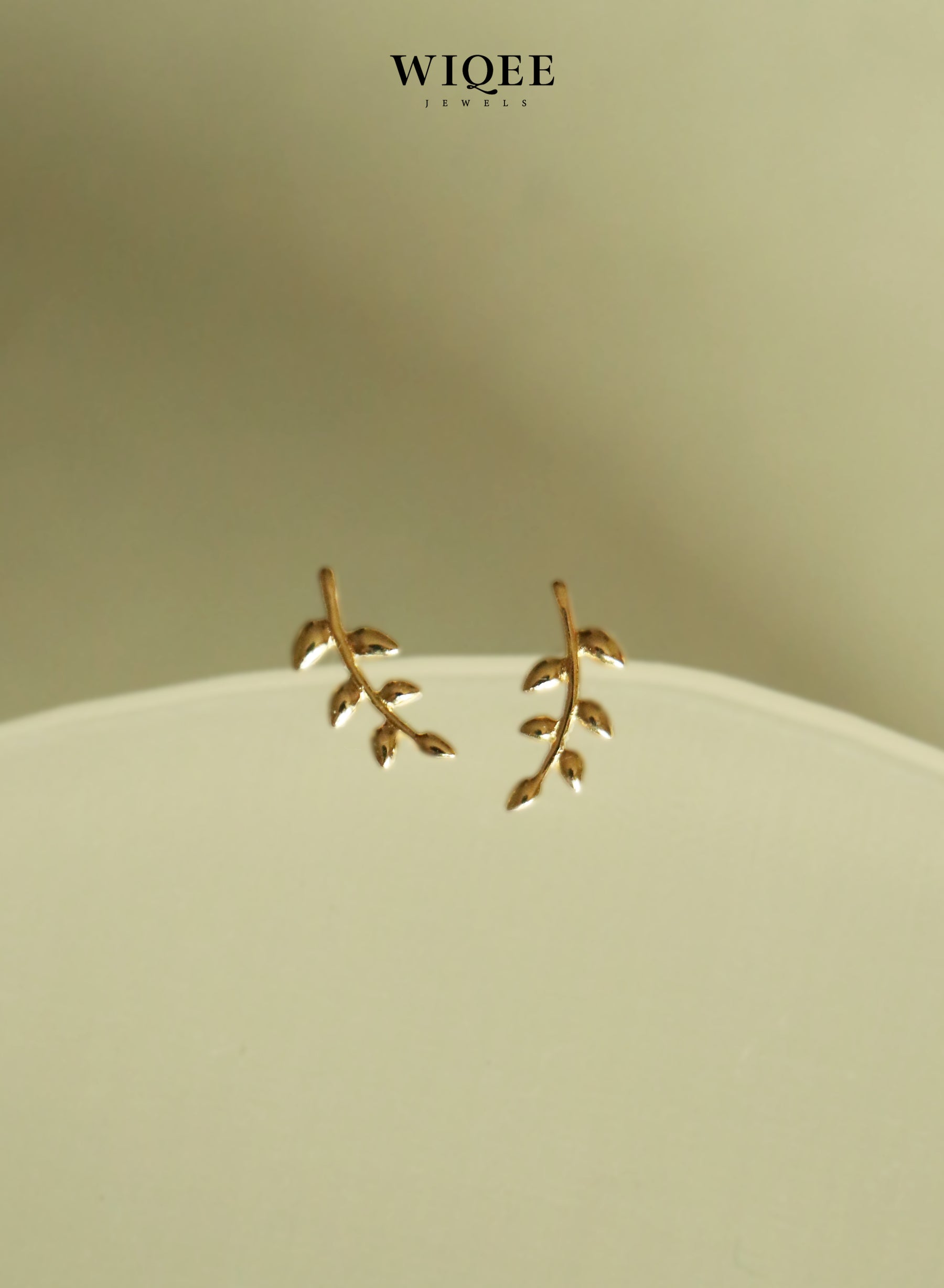 Olive Branch Gold Stud Earrings