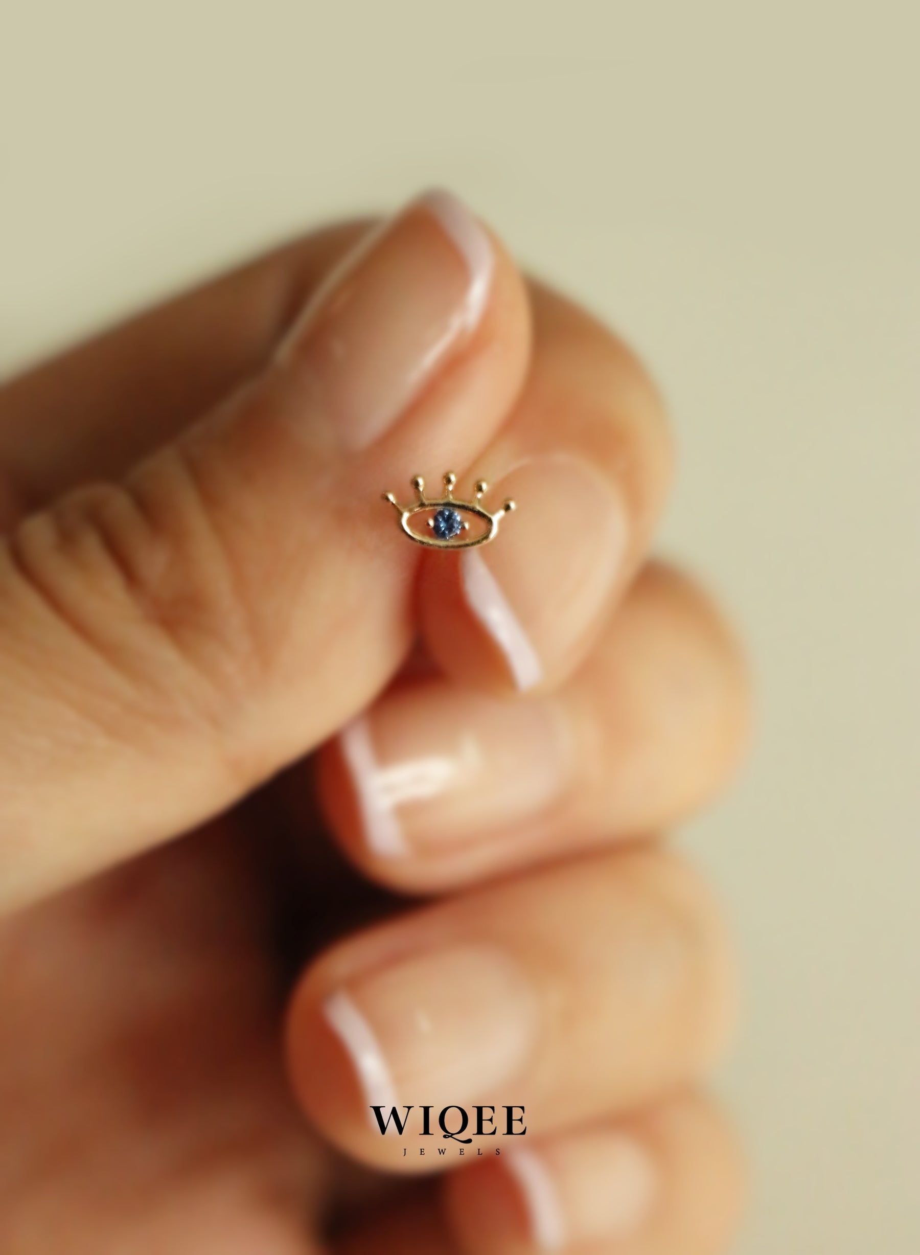 Blue Evil Eye Gold Stud