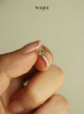 Green Gemstone Tiny Gold Stud