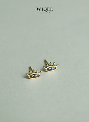 Blue Evil Eye Gold Stud