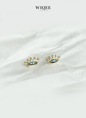 Blue Evil Eye Gold Stud