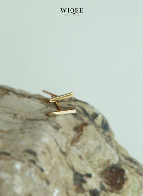 14k Solid Gold Bar Tiny Stud