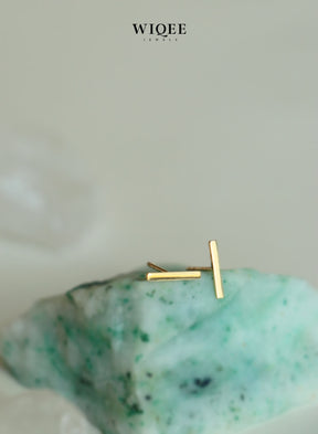 14k Solid Gold Bar Tiny Stud